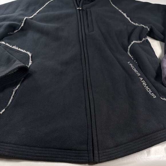 Under Armour Fleece Coat Mens Hoodie Full Zip Heavy Jacket Pockets Black - Picture 2 of 16